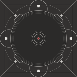 Essential trip hop vinyl guide: a vinyl record drawn in silver line art on charcoal with a red spindle, the GOOD TASTE Records Bristol sound guide emblem