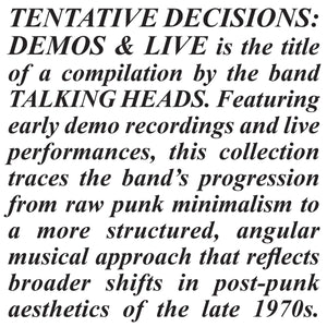 Talking Heads - Tentative Decisions: Demos & Live Vinyl LP_GOOD TASTE Records
